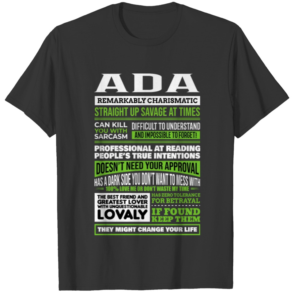 Ada Girl Name Definition T Shirts