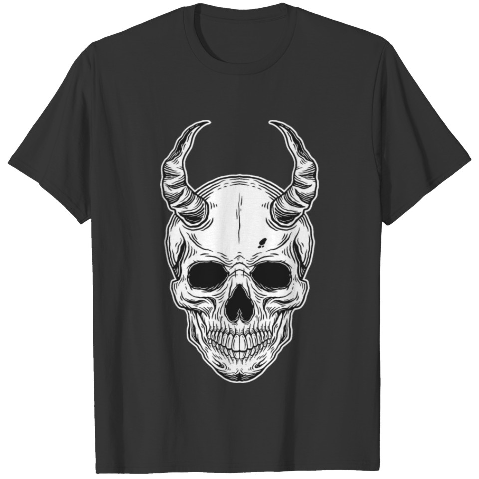 Vintage Skull Devil Horn T Shirts