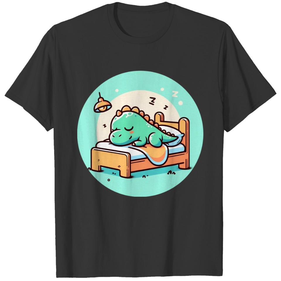Sweet Baby Dino sleeping in his bed cute little T Shirts