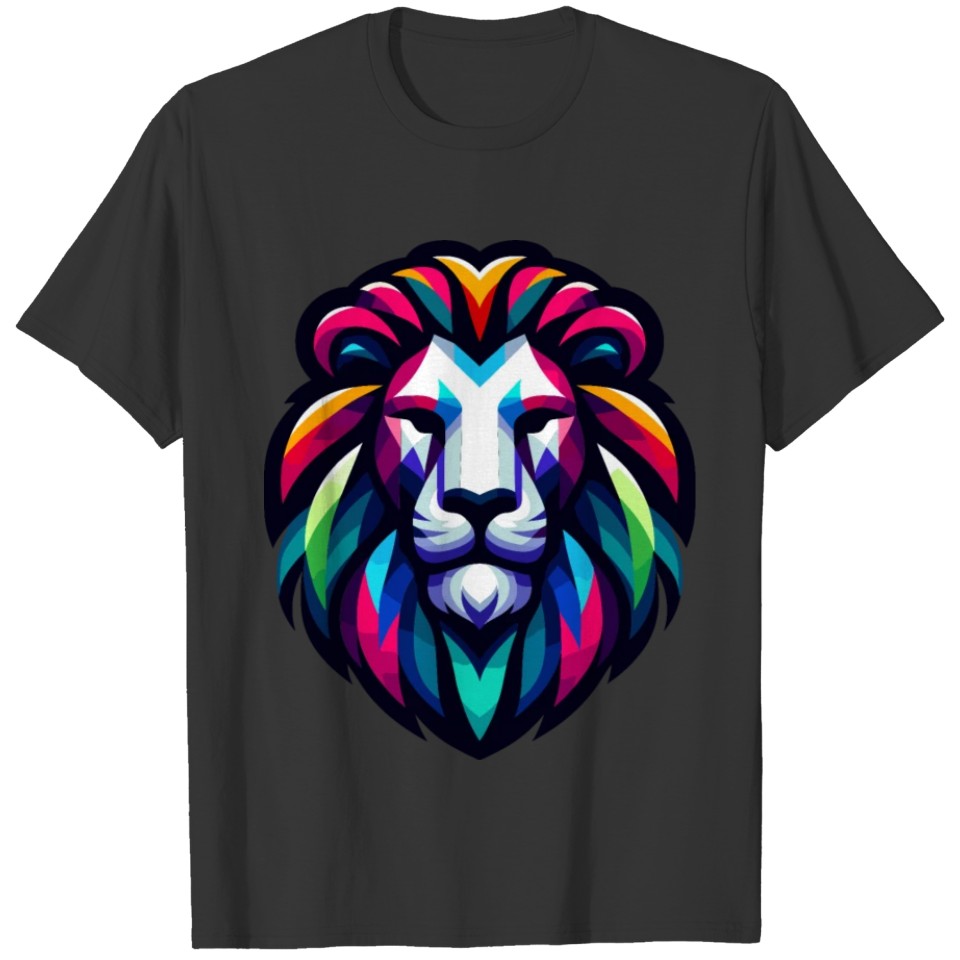 Vibrant Spectrum Lion - Abstract Wildlife Majesty T Shirts