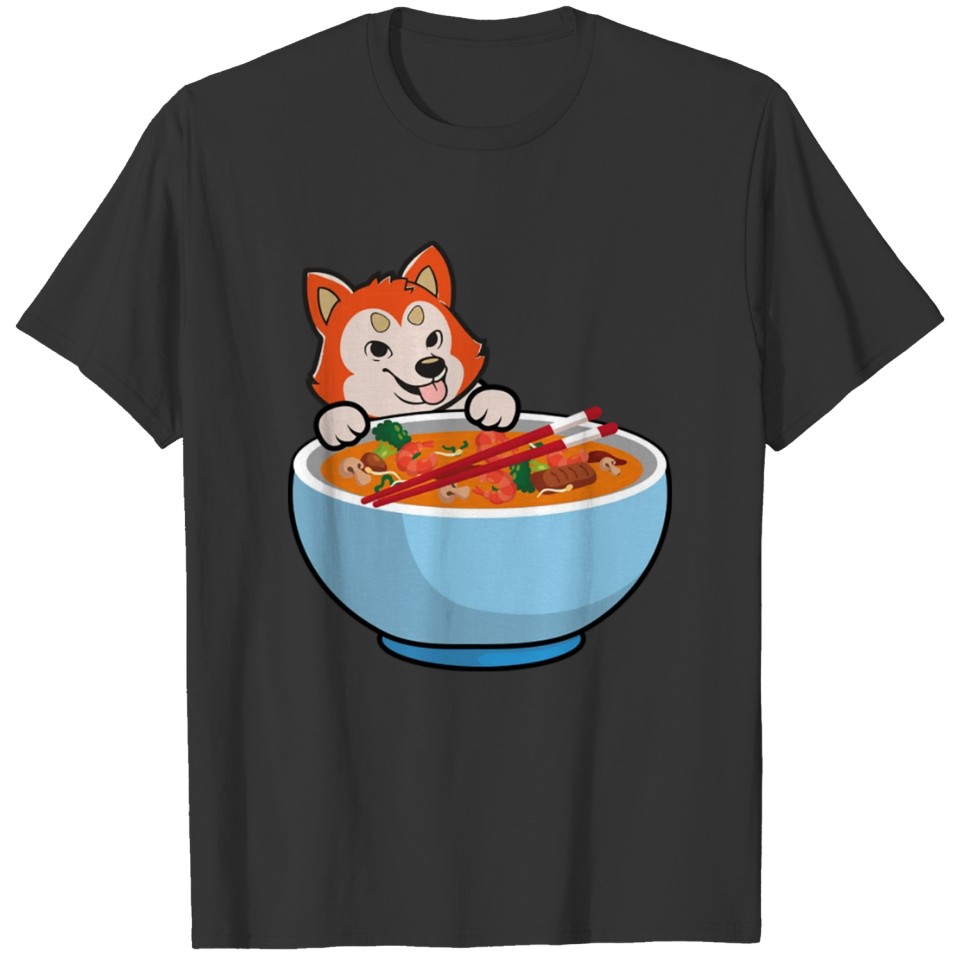 Funny Ramen Noodles Cute Akita Dog T Shirts