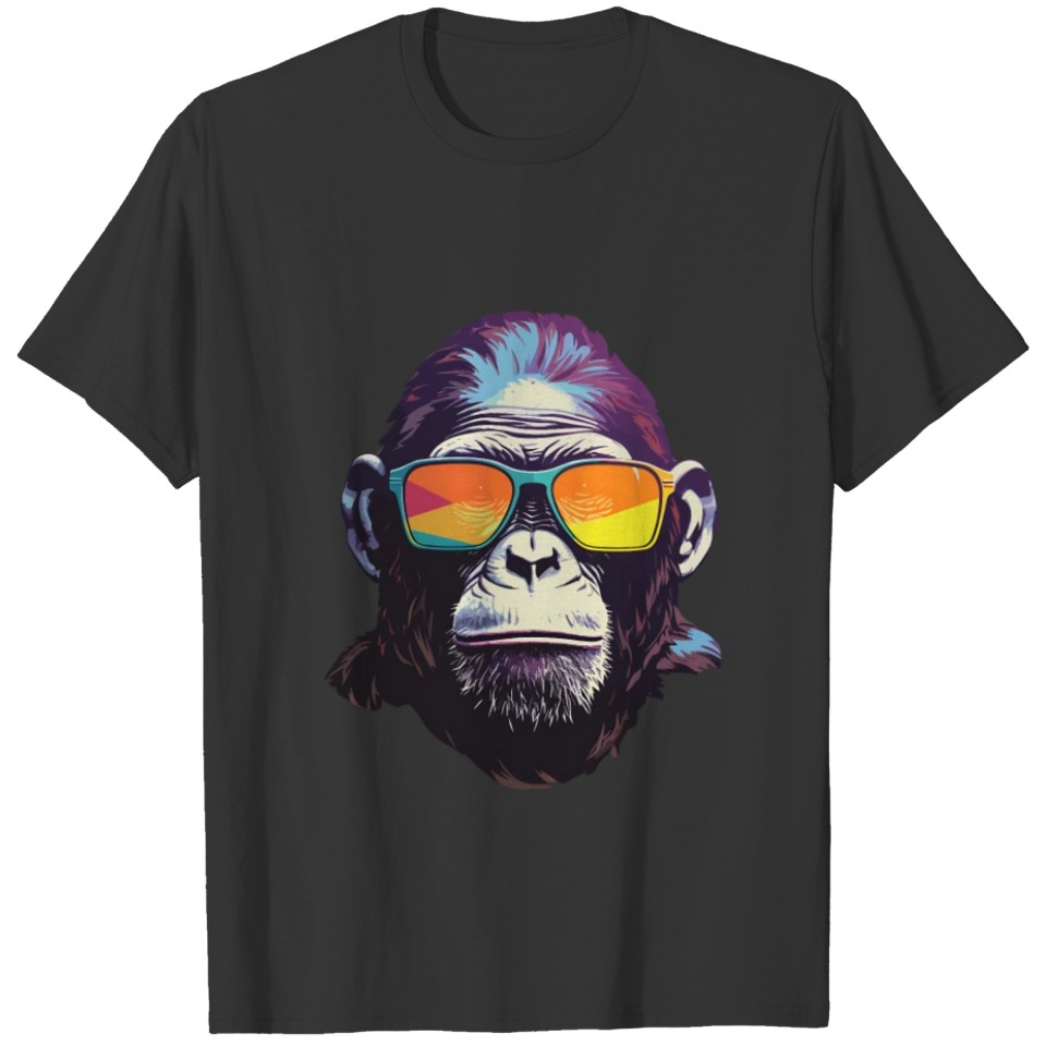 Funky Primate : Ape in Colorful Shades T Shirts