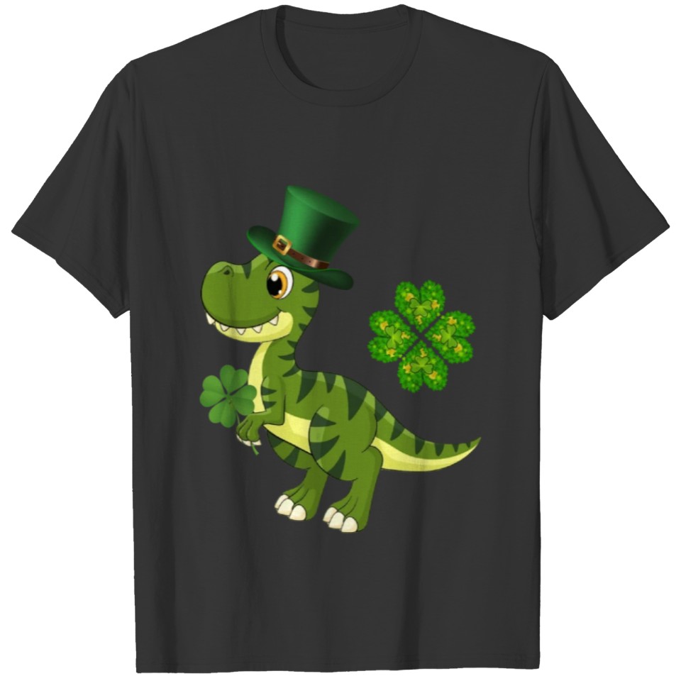 Saint Patricks Day Shamrock Toddler Dino T-Rex T Shirts