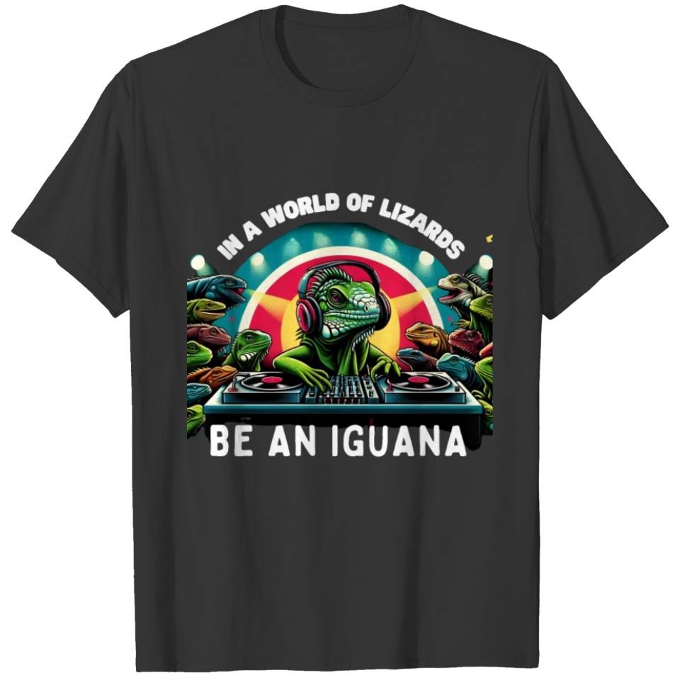 Iguana DJ Animal party lizard green gecko music T Shirts