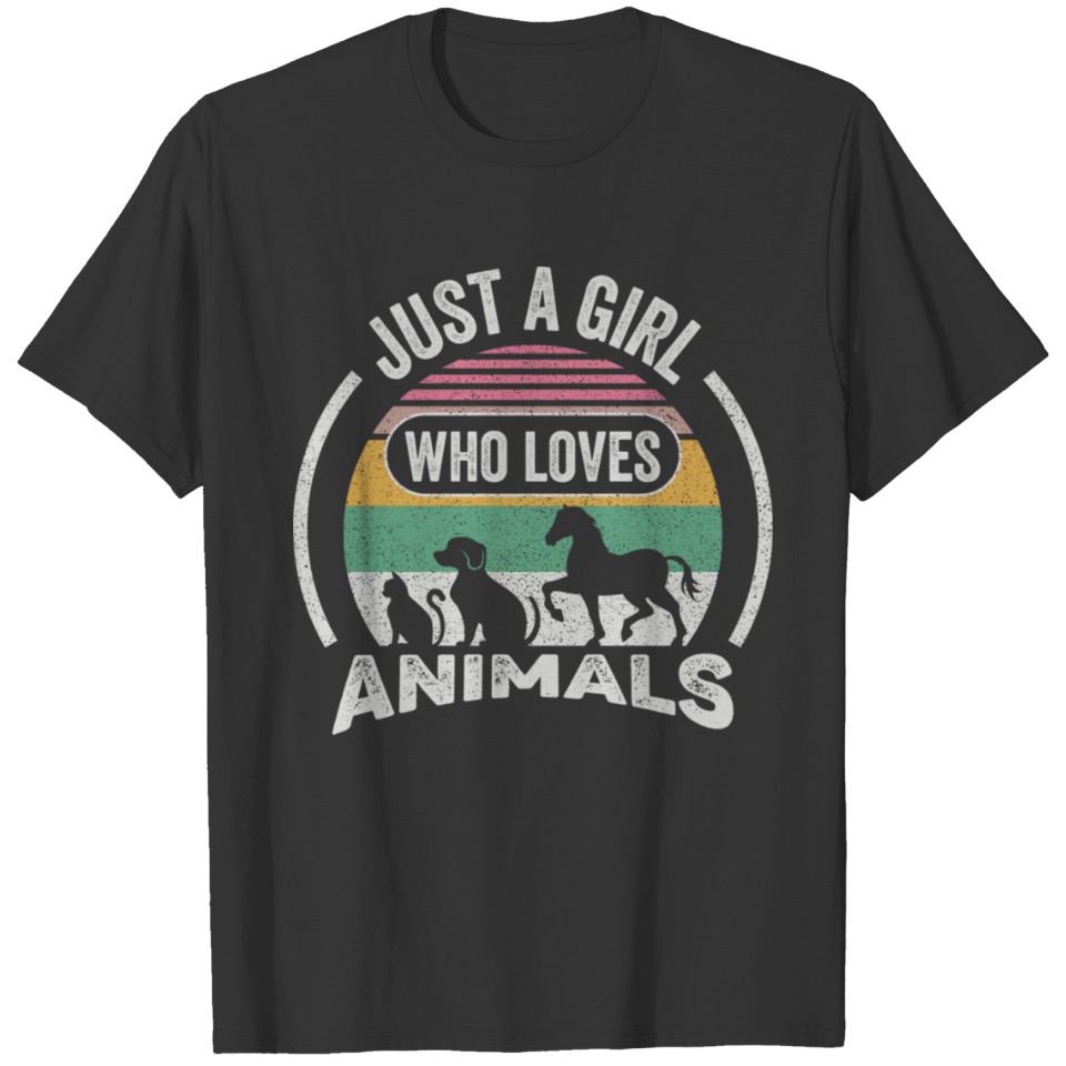 Just A Girl Who Loves Cat Dog Horse Animals T Shirts