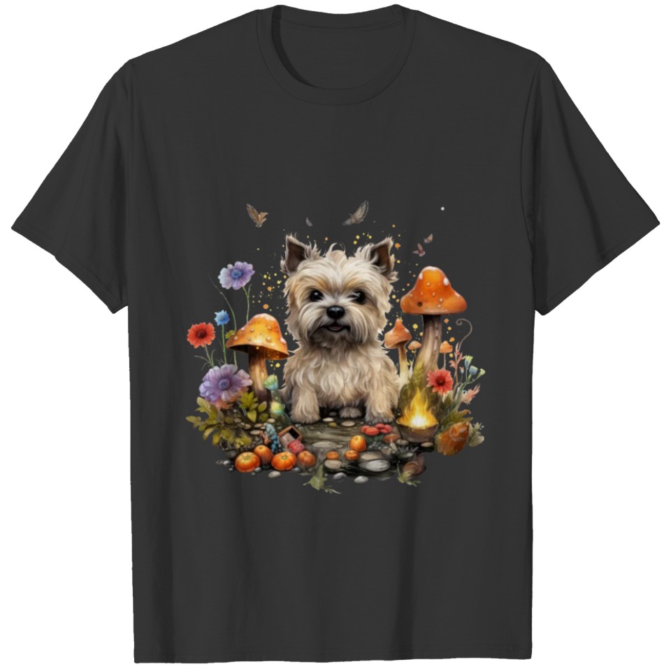 Cairn Terrier Dog Cottagecore Mushroom Magic Men T Shirts