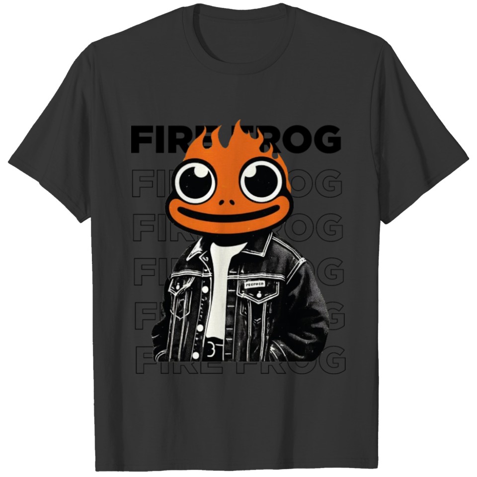 Fire Frog in Black Jacket T Shirts