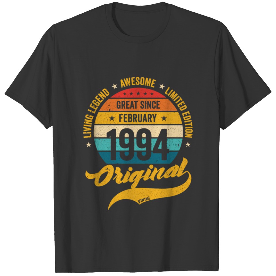 Retro 30 Years February1994 Birthday Vintage Bday T Shirts