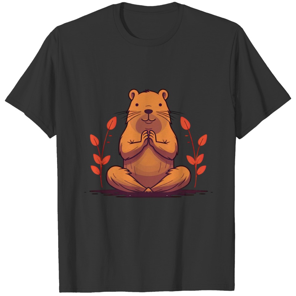 YOGI Capybara Cute Rodent Doing YOGA T Shirts