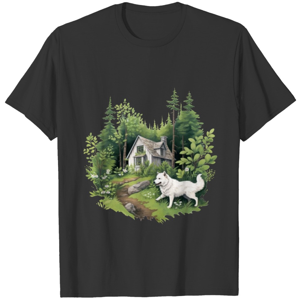 Norwegian Elkhound Cottagecore Forest Trek Men T Shirts
