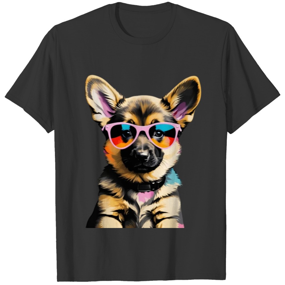Cute German Sheppard Puppy Pop Art T Shirts