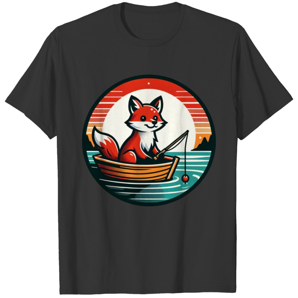 Cute Red Fox Fishing T Shirts