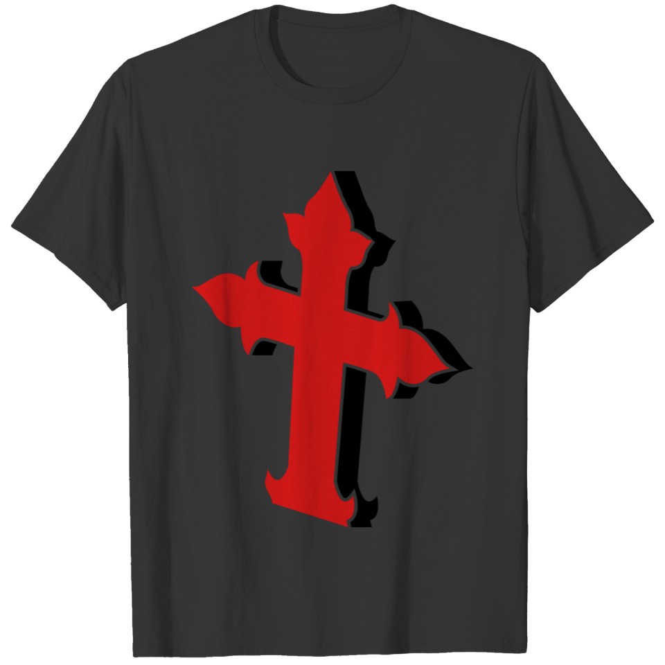 3d gothic cross RED T Shirts