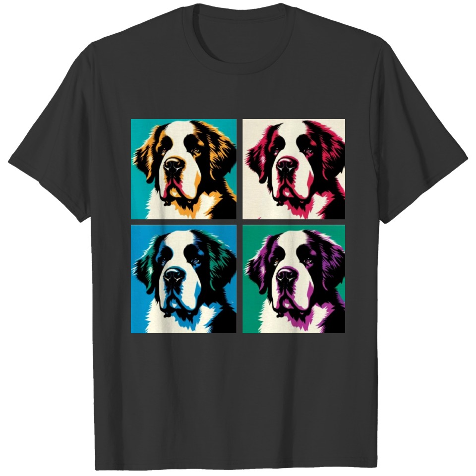 Pop Saint Bernard Dog Pop Art - Dog Lover Dog Port T Shirts