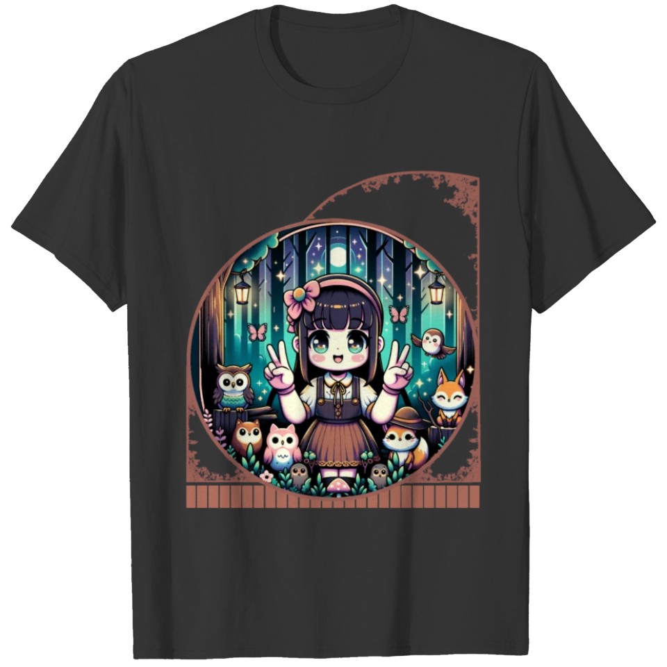 Kawaii Anime Girl's Magical Forest Woodland T Shirts