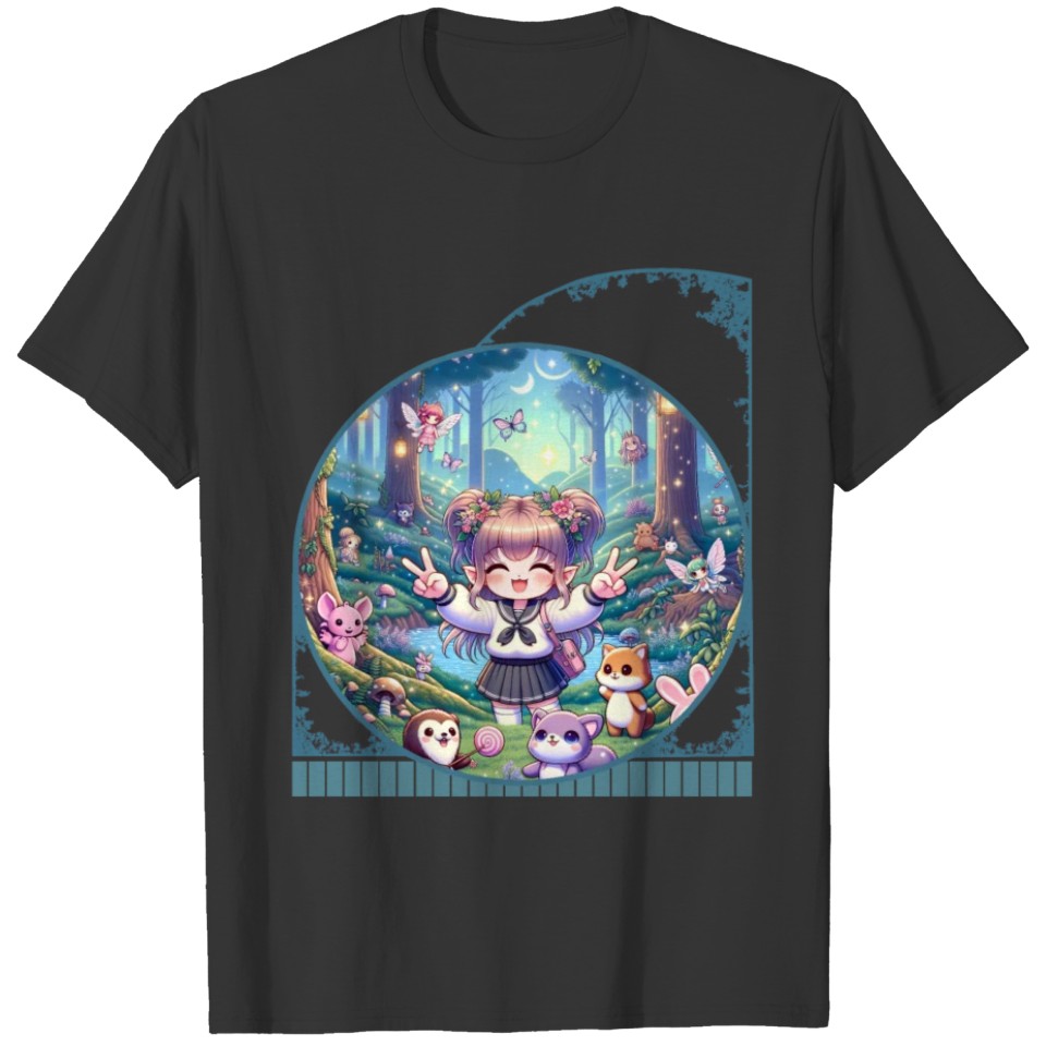 Kawaii Anime Girl's Magical Forest Enchanted T Shirts