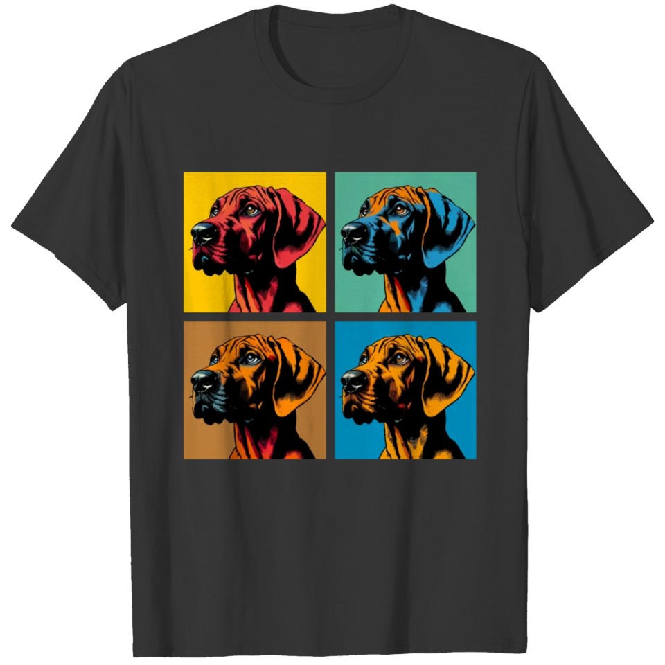 Pop Retro Rhodesian Ridgeback Art - Dog Portrait T Shirts