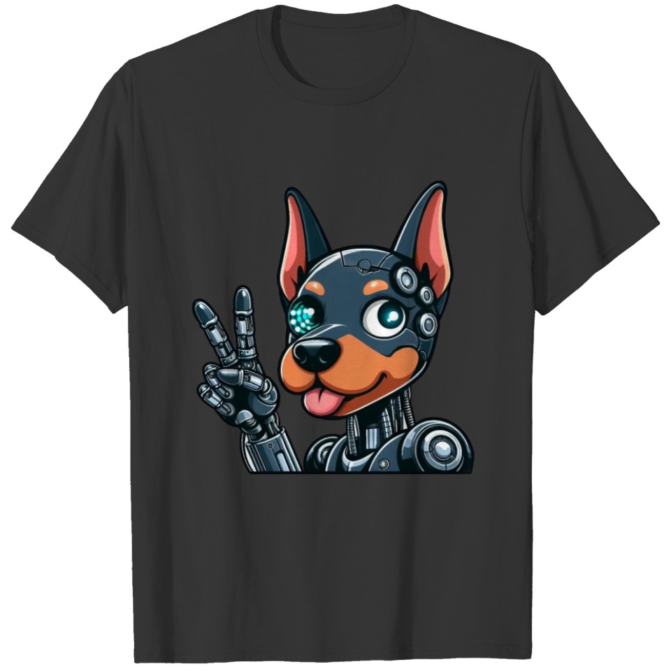 Cyborg Doberman Robot Dog Futuristic Design T Shirts