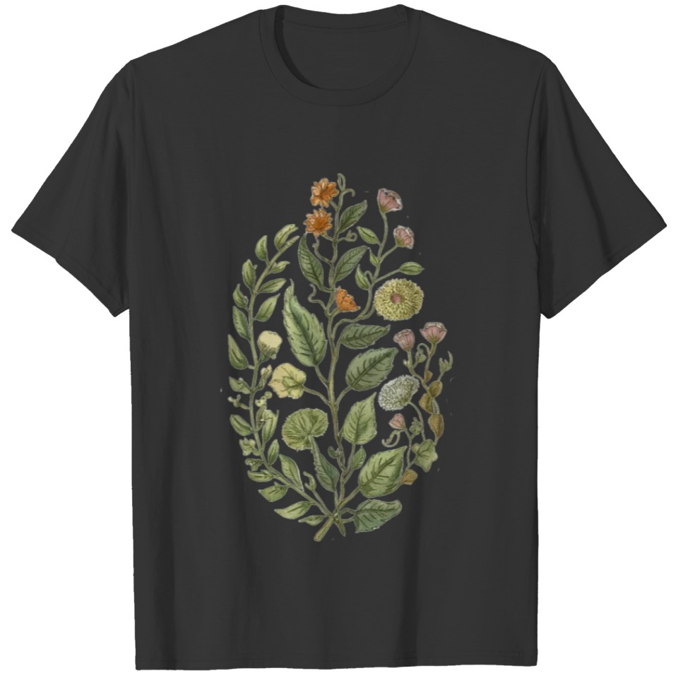Watercolor Vintage botanical plants floral T Shirts