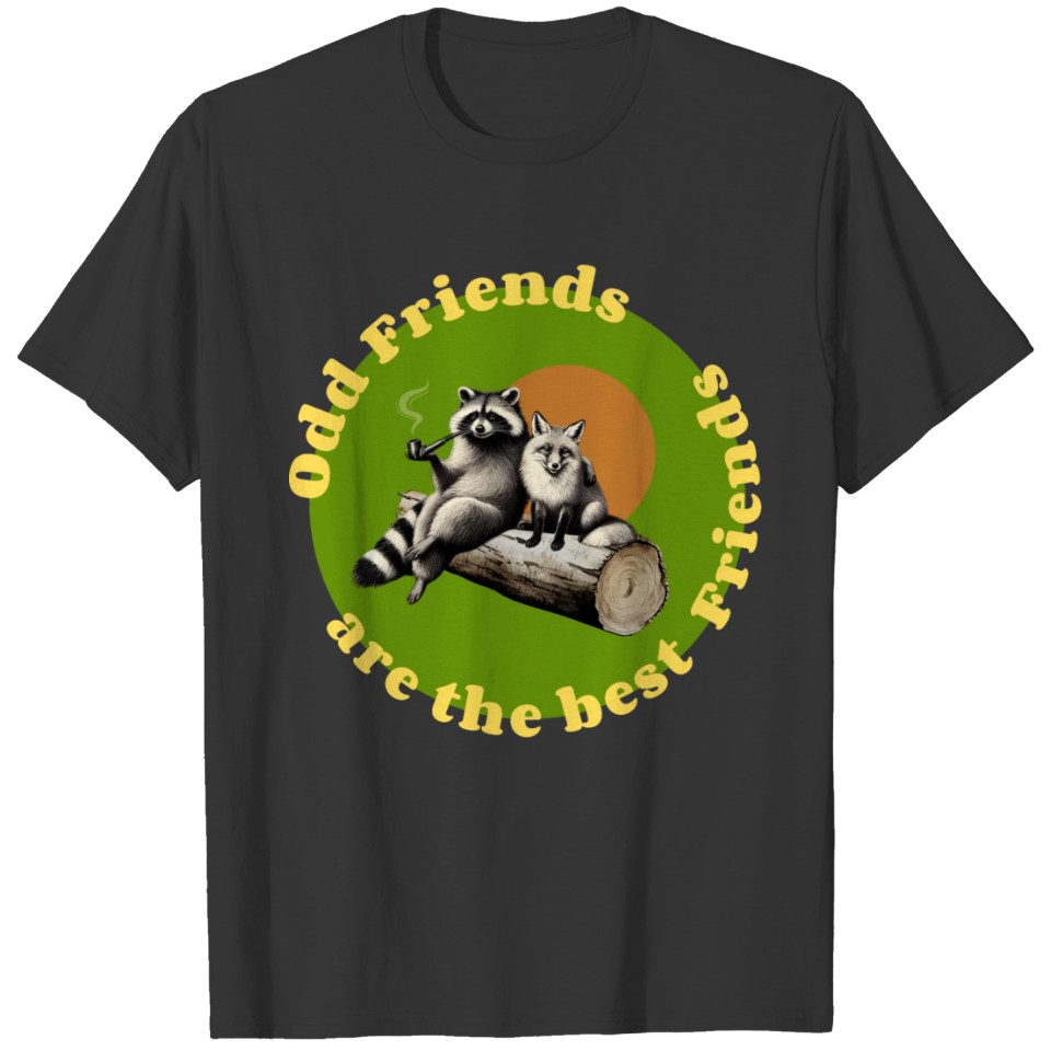 Funny Raccoon Fox friendship design - Odd Friends T Shirts