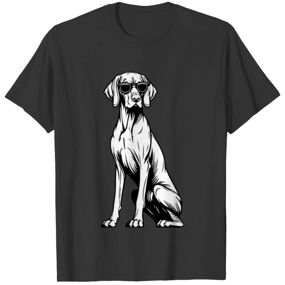 black white vizsla dog wearing sunglasses T Shirts