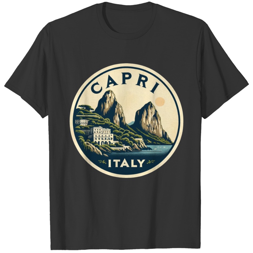Capri Italy Vintage Sun Mountains T Shirts