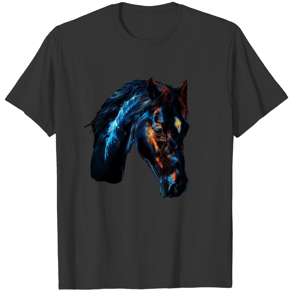 Red and Blue Horse Fierce and Vivid Animal Art T Shirts
