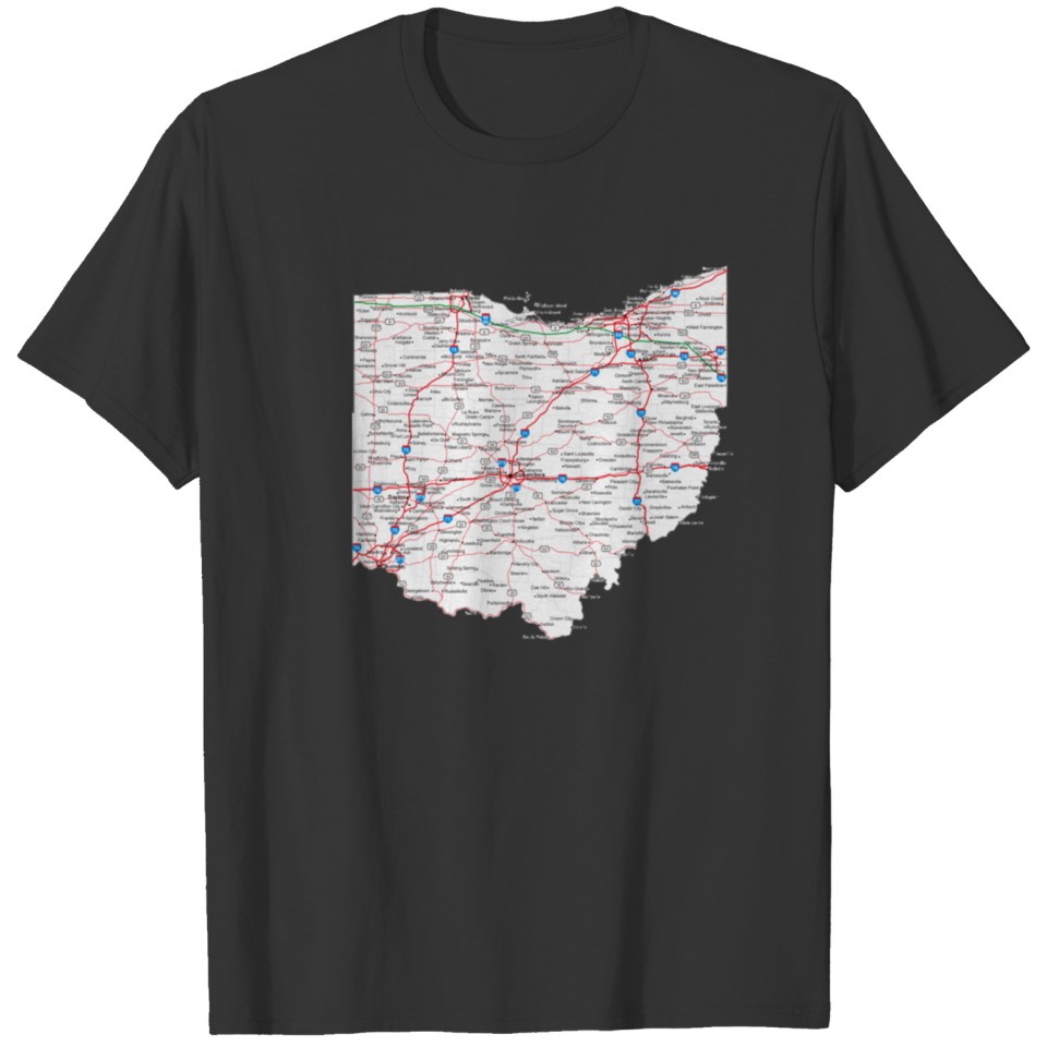 ohio, road map T-shirt