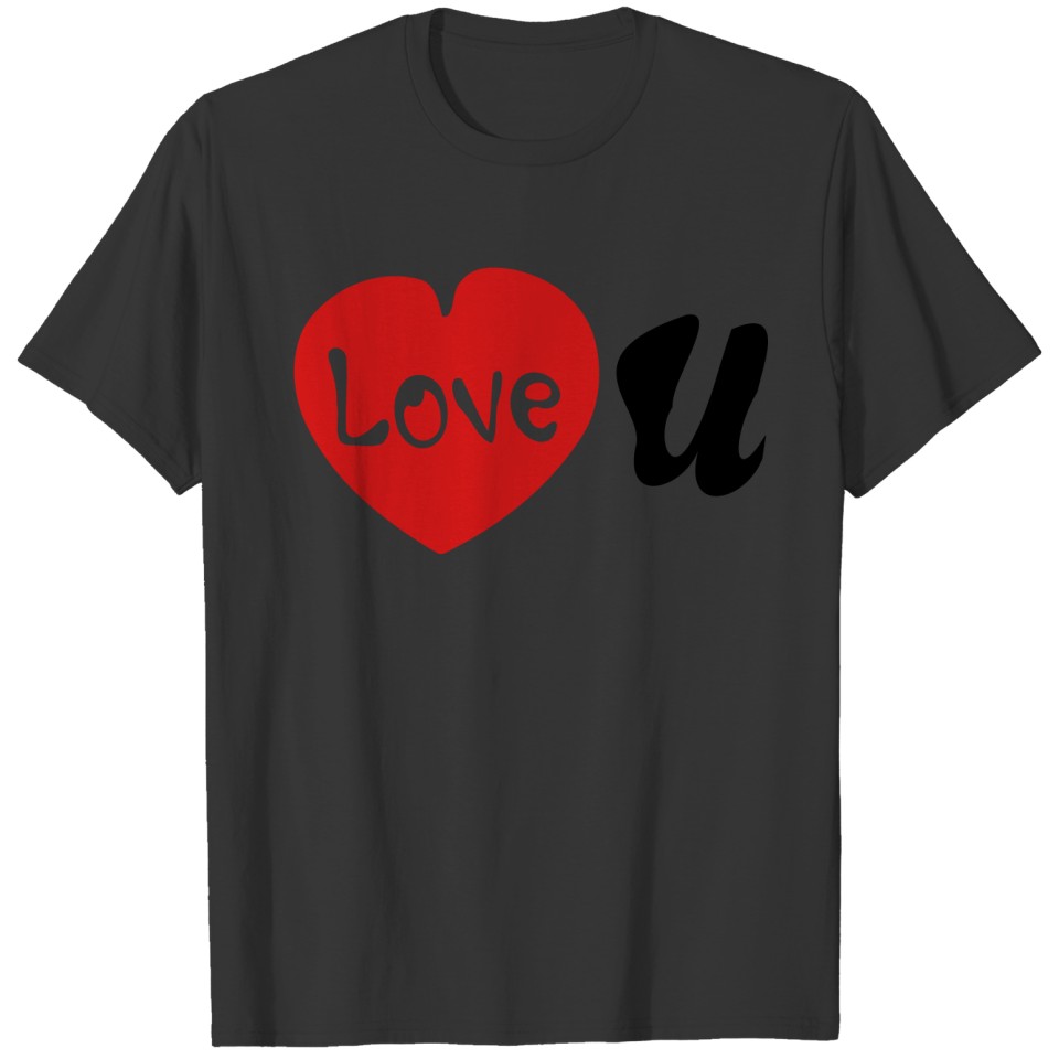 Love U txt red heart T-shirt