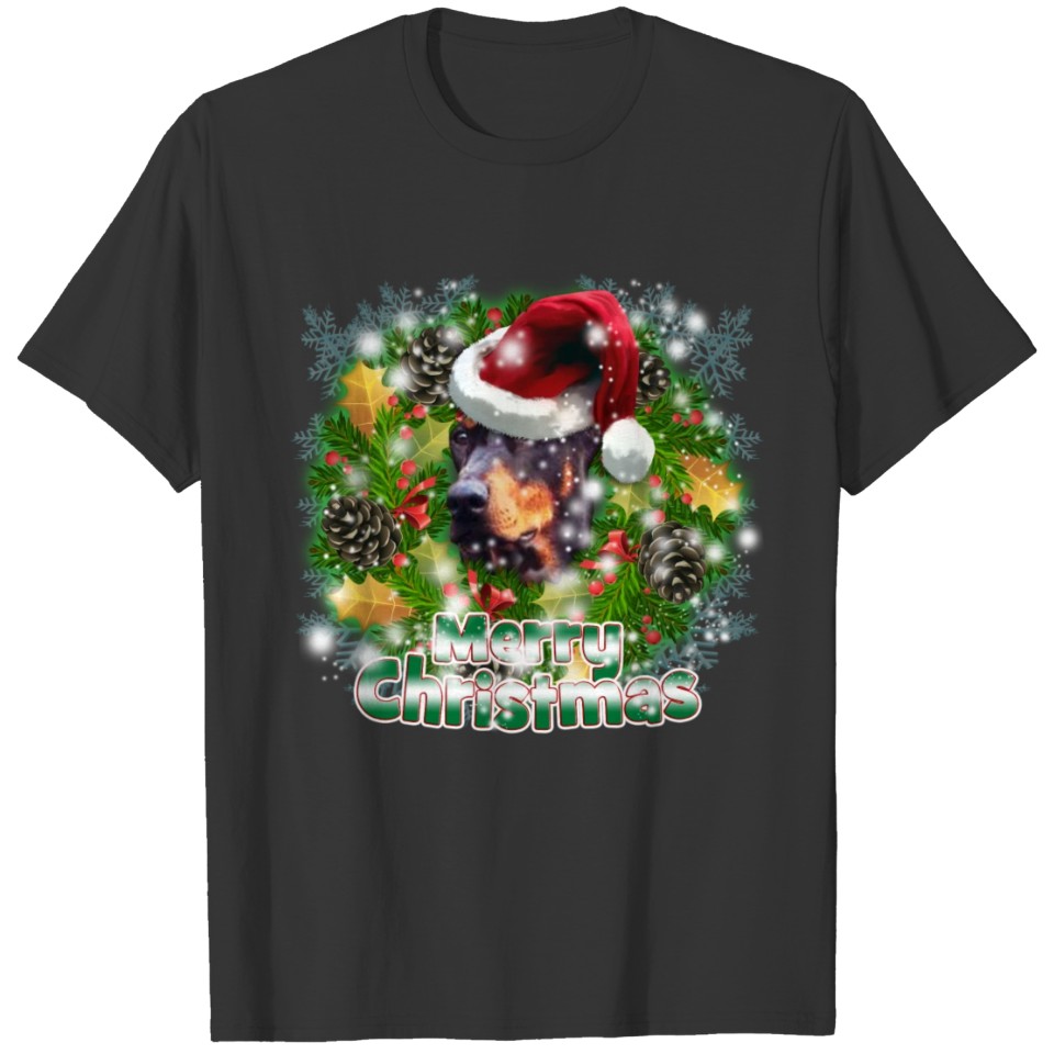 Dog Lover Merry Christmas Doberman T-shirt