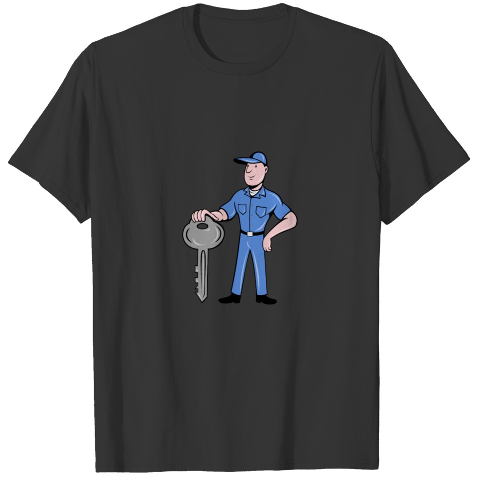 Locksmith Holding Key Cartoon T-shirt