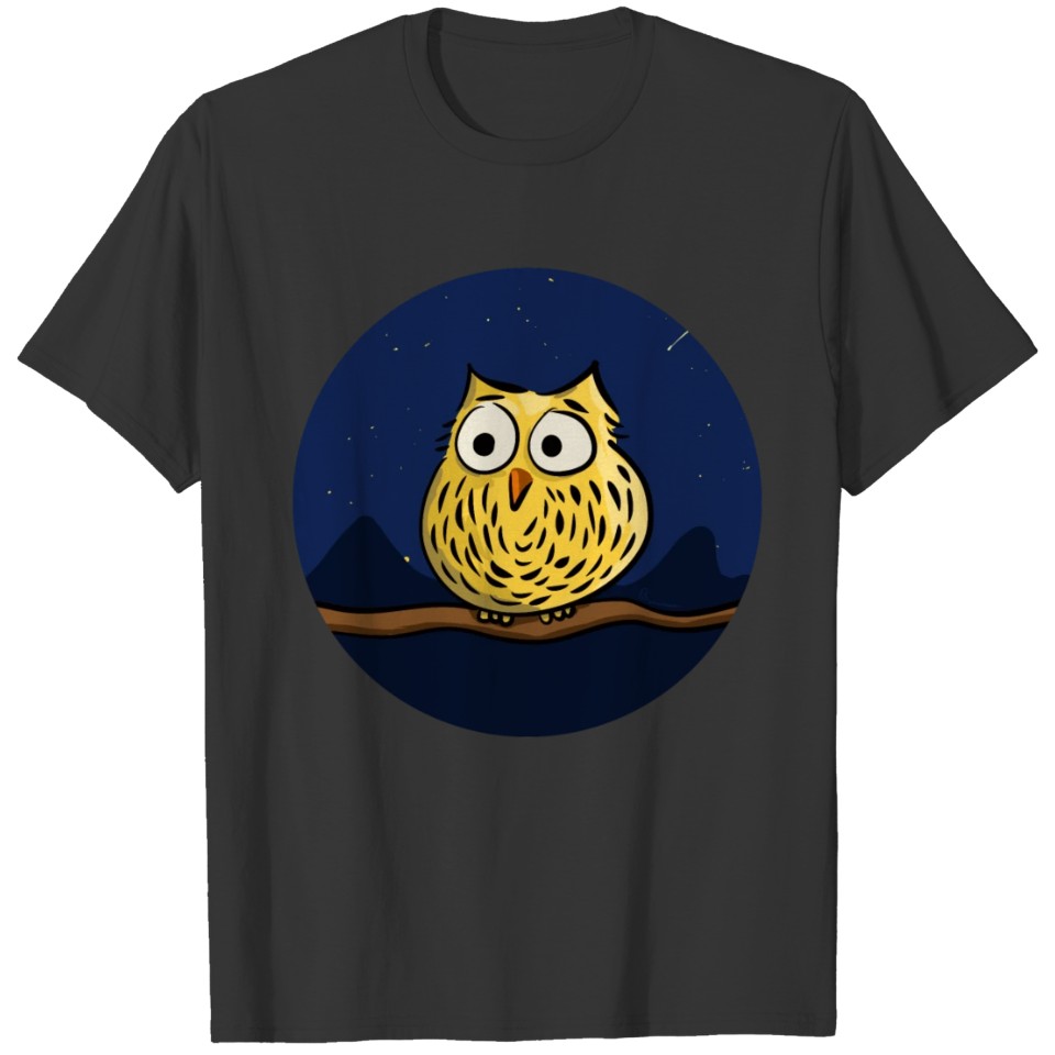 Owl on branch at night T-shirt