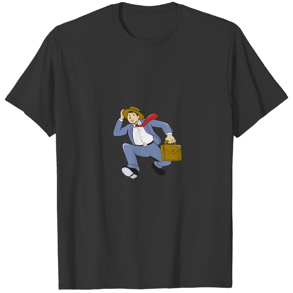Businessman With Briefcase Running Cartoon T-shirt