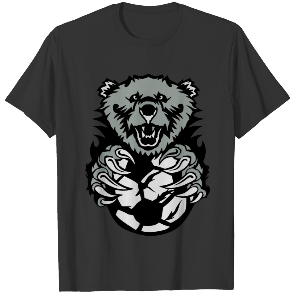 soccer bear open mouth cartoon face T-shirt