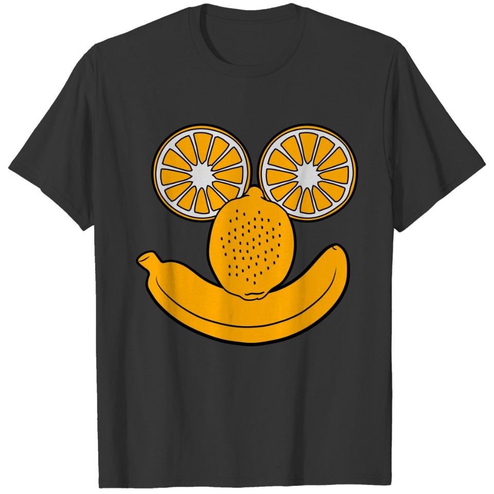 fruits banana lemon orange face funny T-shirt