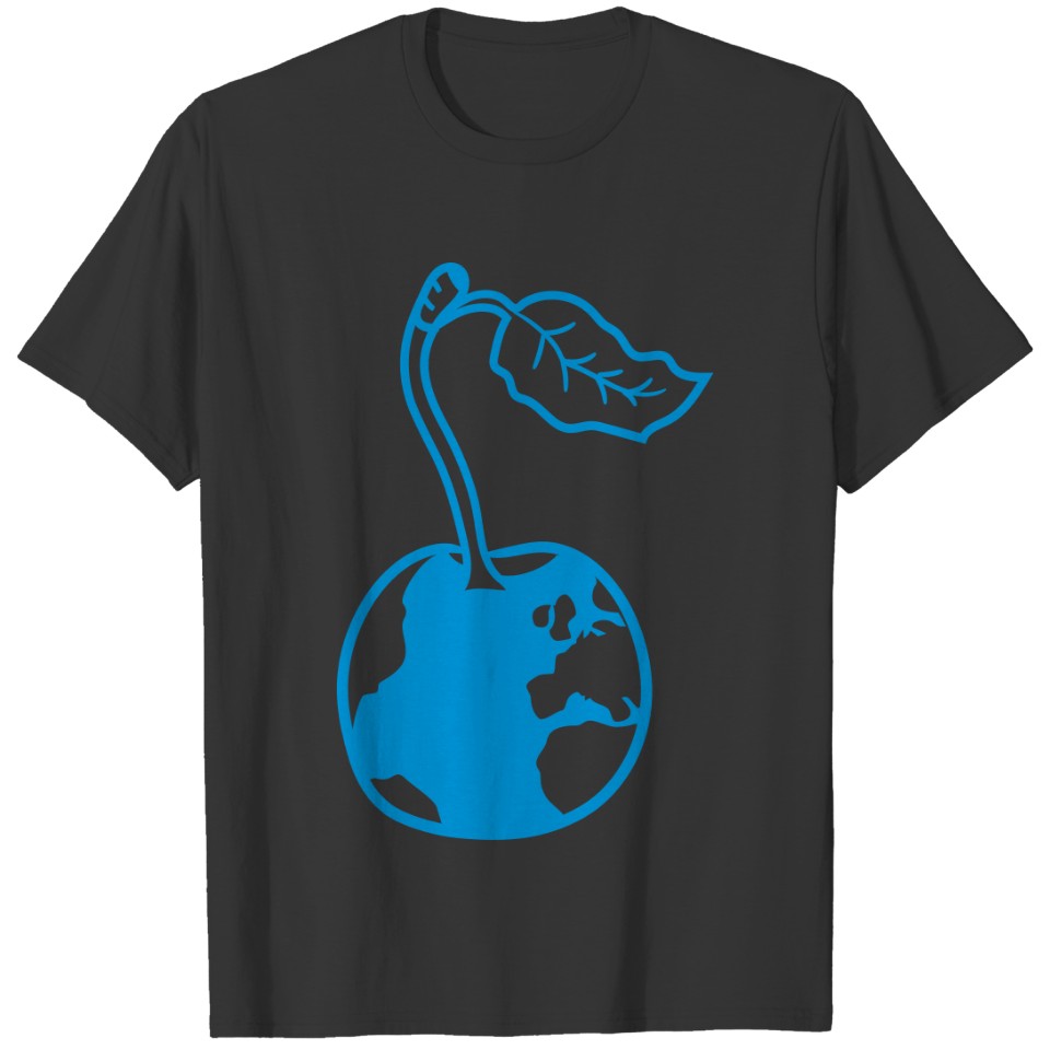 cherry earth planet water continents funny T-shirt