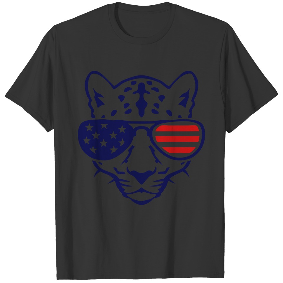 cheetah sun glasses color american flag T-shirt