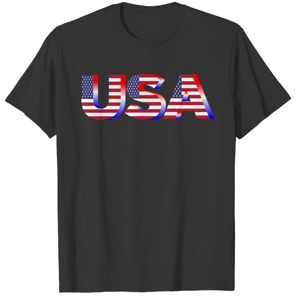 USA Flag Typography Red White And Blue No T-shirt