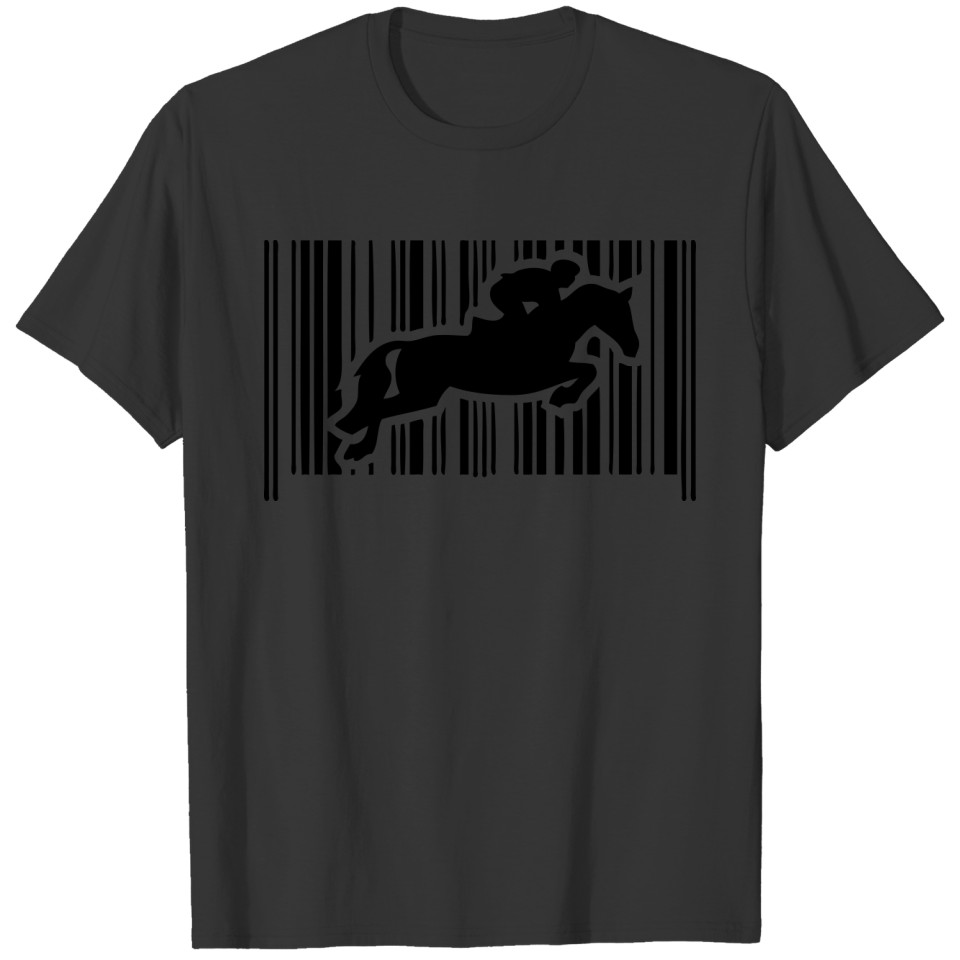 horse jumping barcode mounted 1 T-shirt