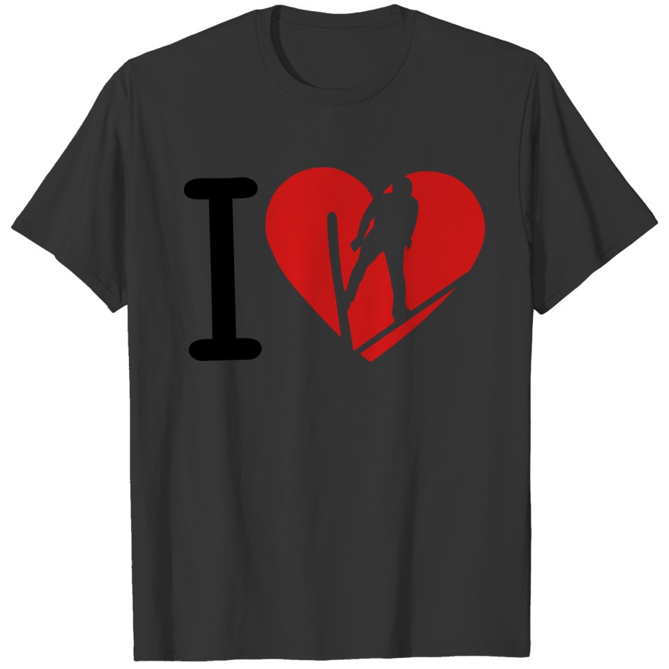 love nordic combined ski jumping heart 2 T-shirt