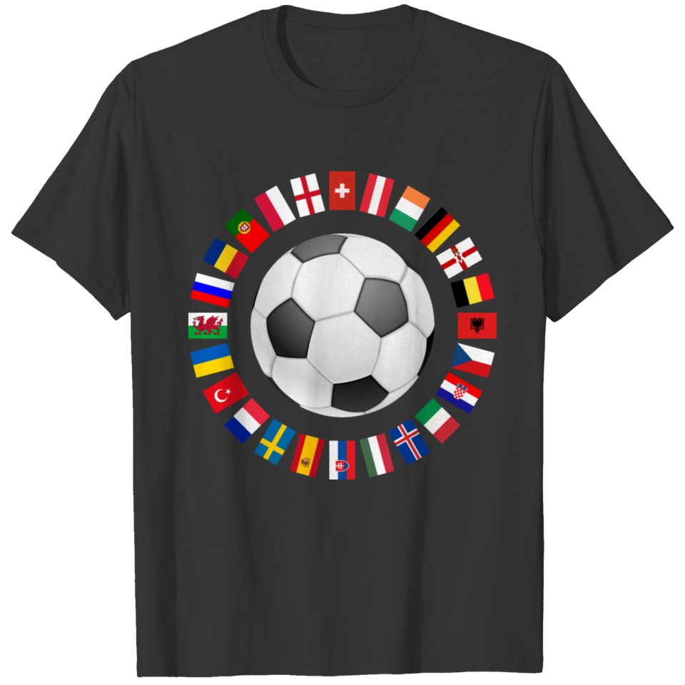 2016 Soccer ball around with flags T-shirt
