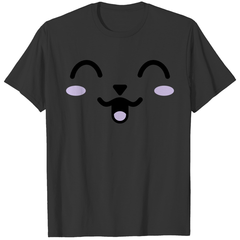 Happy Blush Animal Anime Face T-shirt