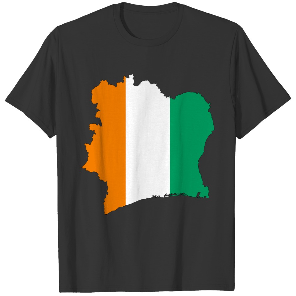 Ivory Coast Flag Map With Stroke T Shirts