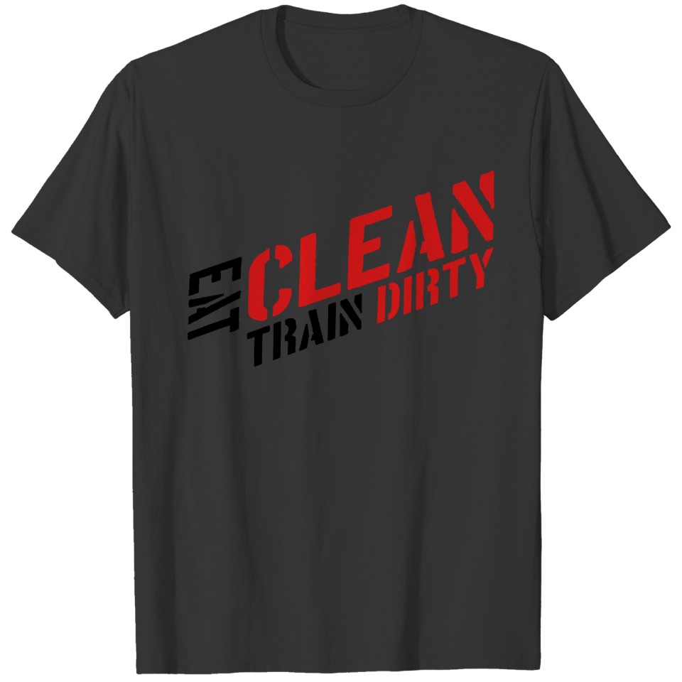 Eat clean text healthy train logo stamp weights sp T-shirt