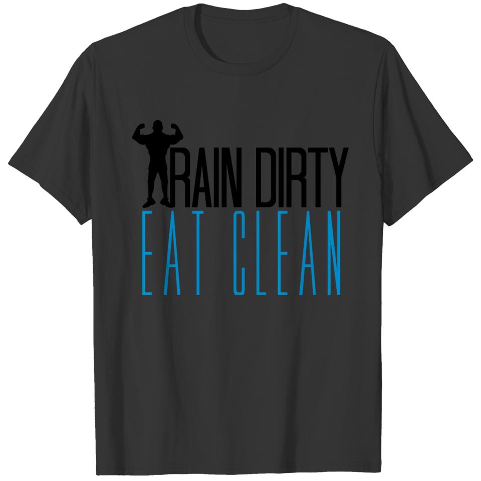 Posen eat clean train dirty weight lifting logo co T-shirt