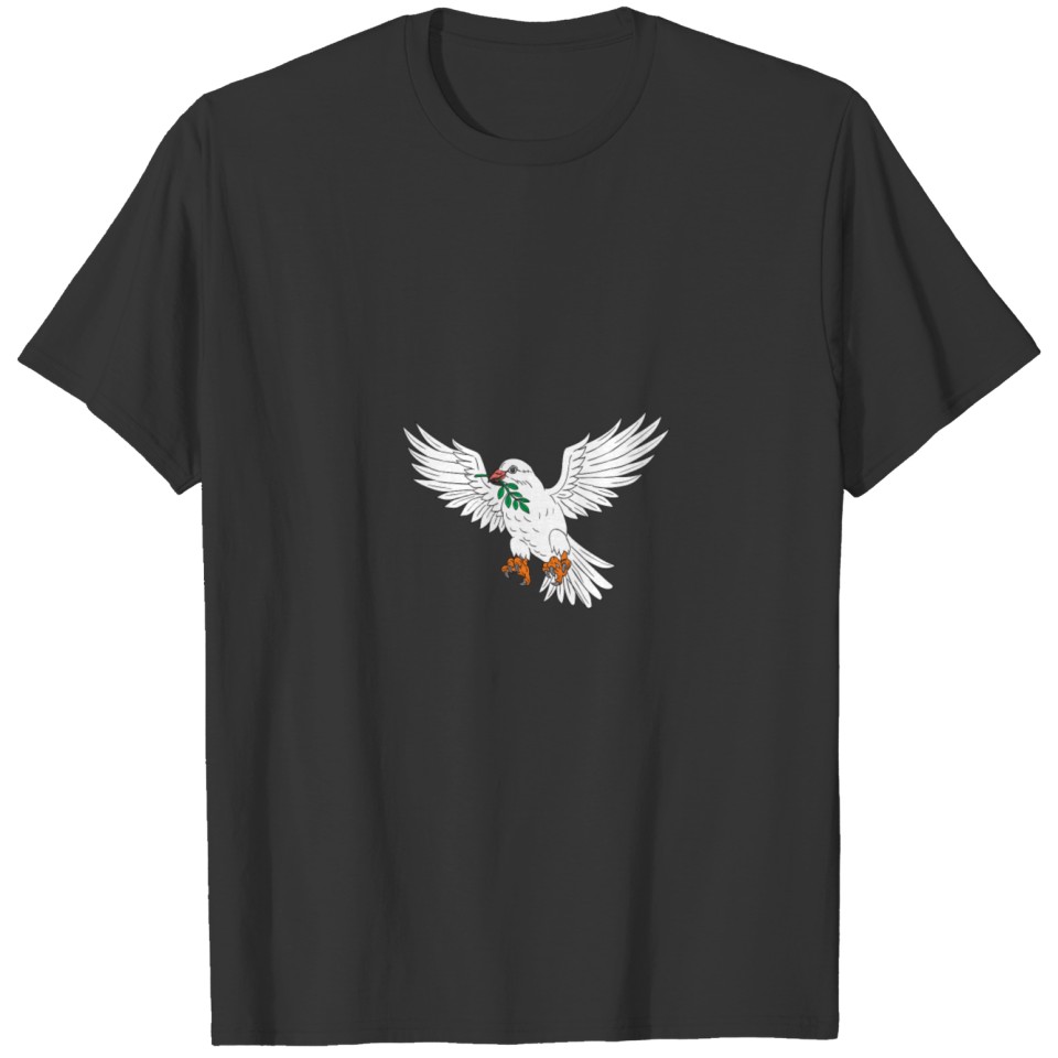 Dove With Olive Leaf Drawing T Shirts