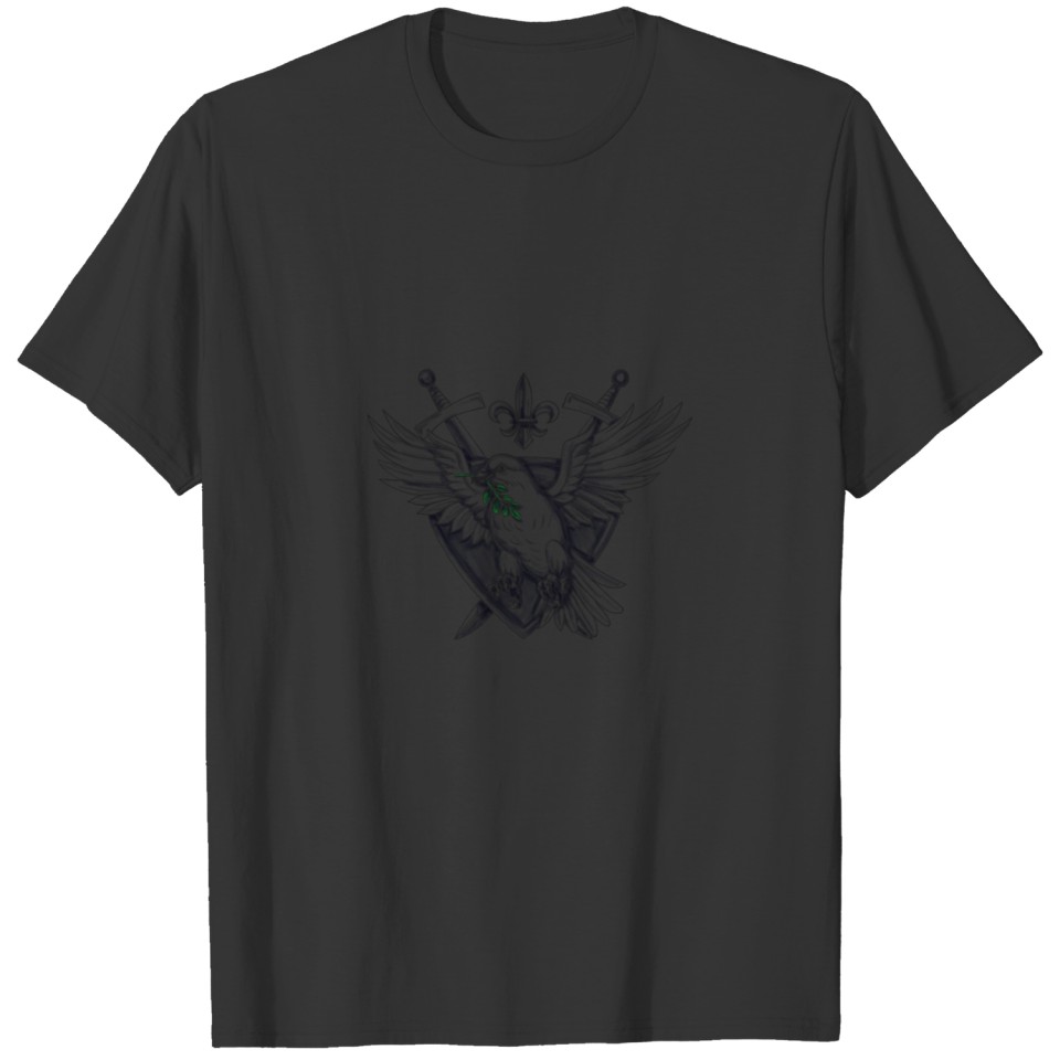 Dove Olive Leaf Sword Crest Tattoo T Shirts