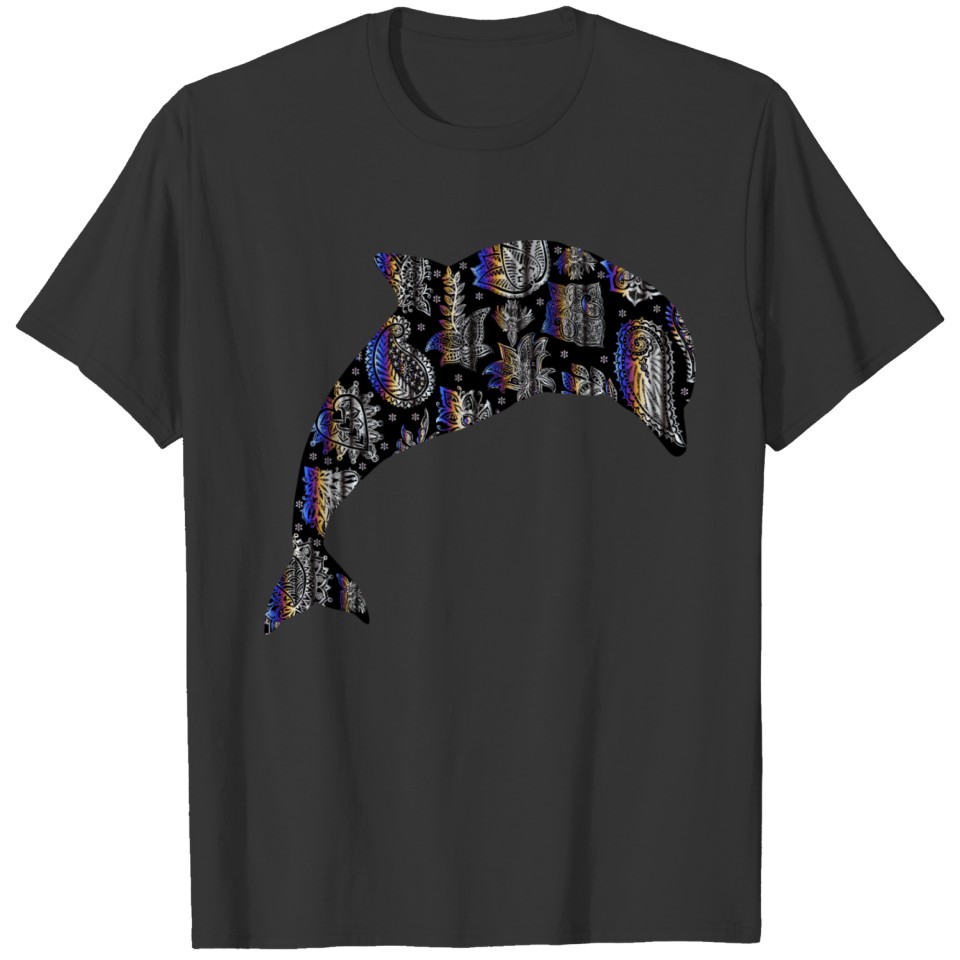 Chromatic Floral Pattern Dolphin 3 T-shirt
