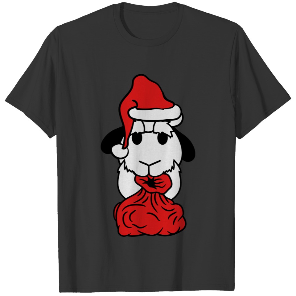 santa claus, sack, lamb, head, baby, funny, small, T-shirt
