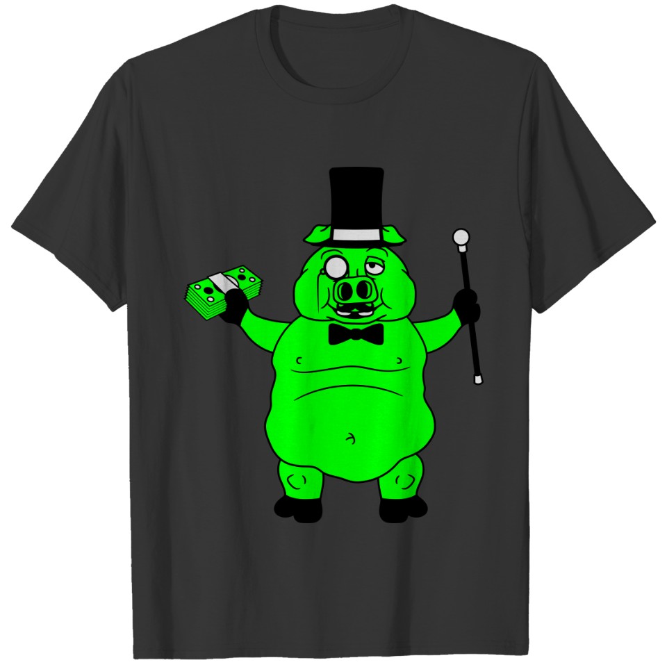 piggy bank rich money saving cylinder hat Sir gent T-shirt
